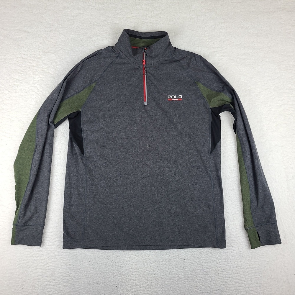 Polo Sport Ralph Lauren Sweater Men Large Gray Thermo Vent Performance Tech Golf